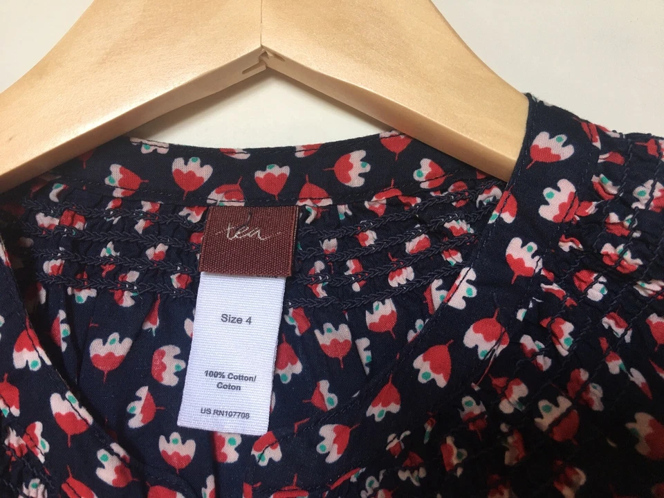 Tea Collection Floral Top Girls • Size 4T • EUC *A-005 - Image 2 of 4