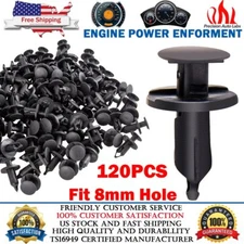 120pc Clips for Hole Plastic Rivets Retainer Fender Bumper Push Pin Fastener 8mm