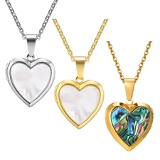 VNOX Women Custom Photo Name Heart Locket Necklaces Openable Shell Pendants