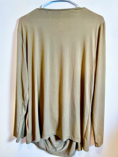 Susan Graver Top Women’s Large Gold Ruched Side Long Sleeves - Picture 2 of 10