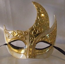 Venetian Mask Ivory Gold Medici Flame Mardi Gras Men Masquerade Costume Prom