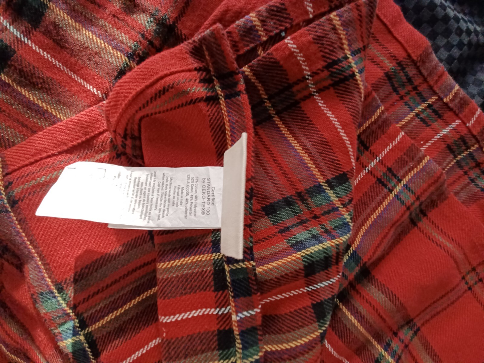 Bee & Willow Red & Green  Plaid Cotton Tablecloth 60" x 120" Oblong vtg