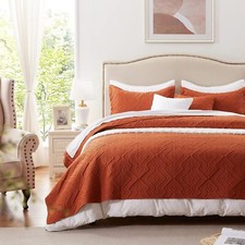Comforter Set King 3-Piece, Lightweight Burnt Orange/Rust Shams
