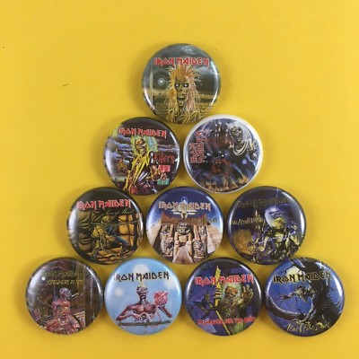 Iron Maiden 1'' Button Pin Set Album Covers Powerslave Killers Peace Fear