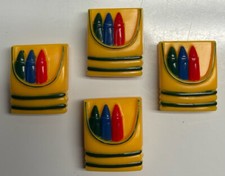 4 Teacher Button Covers Box of Crayons Unique Design Bright Perfect Gift