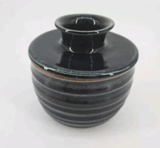 Blue Handcrafted Ceramic Butter Bell Crock - Vintage Butter Keeper Jar