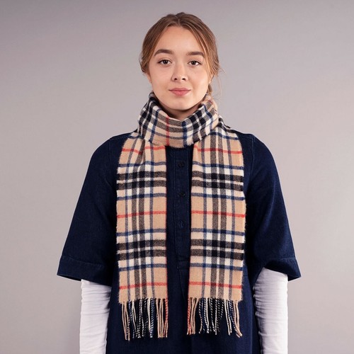 100% Lambswool Tartan Scarf by Lochcarron | Camel Thompson | Made in Scotland - Picture 2 of 5