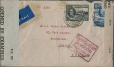 Ghana Airmail Cover Cape Coast Gold Coast to Dublin Ireland 1943 Imperial Air