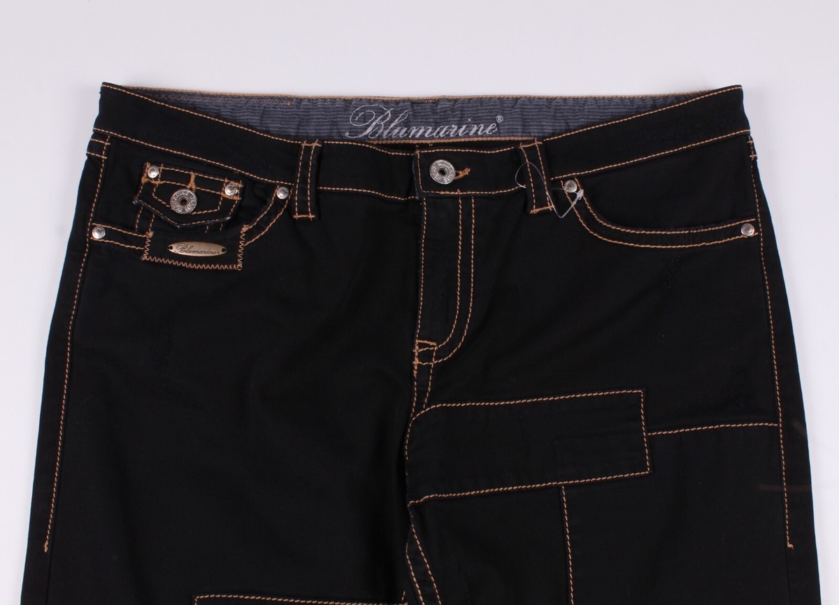 パンツ BLUMARINE BLACK PANTS Women's Vintage Blumarine Distressed Straight Black Pants