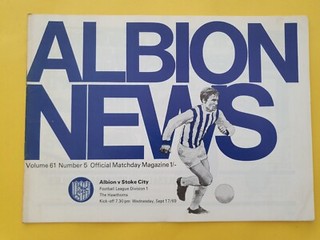 17/9/1969 West Bromwich Albion v Stoke City Football Programme; Division 1