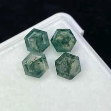 [WHOLESALE] NATURAL MOSS AGATE FACETED HEXAGON SHAPE LOOSE GEMSTONE