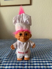 Vintage 1990s Russ Pink Hair Master Chef Cook Troll DolI Toy Retro Collectible