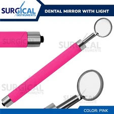 Dental Mirror with Light Dental Instruments Stainless Pink Color German Grade