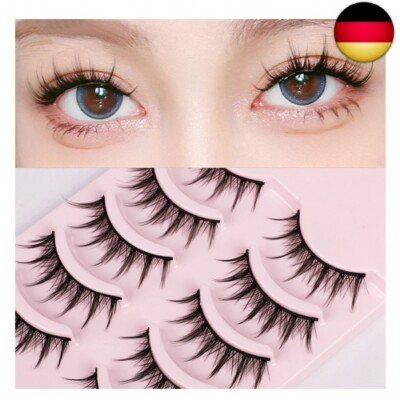 Natürliche Falsche Wimpern,Manga Lashes mit klarem Band Spiky Wispy Wimpern