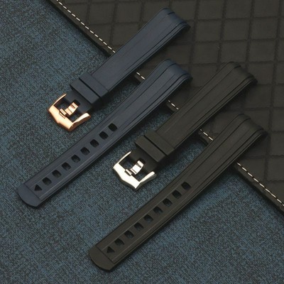 Blue Silicone Rubber Watch Band Strap 
