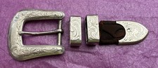 Vintage Antique Mid Century Newman  s Sterling Silver 4 Pc Ranger Belt Buckle Set
