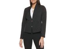 Tommy Hilfiger Snap Button Stripe Blazer in Black/Ivory Sz 12