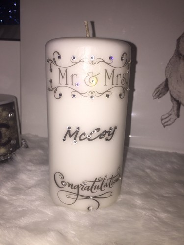 Custom Candles Anniversary/wedding made with Swarovski crystals Monogram Candle - Picture 8 of 11