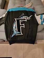 Vintage 90’s MLB Florida Marlins Jeff Hamilton Leather Jacket Size S