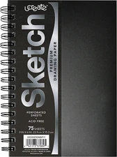 Poly Cover Sketch Book, Heavyweight, 6" x 9", Black, 75 Sheets