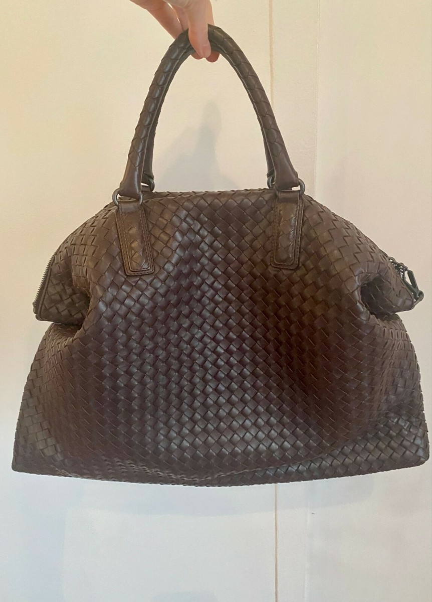 Authentic Bottega Veneta Intrecciato Nappa Tote - Dark Brown