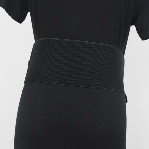 Lady Faux Leather Corset with Pocket Buckle Waist Belt Wide Waistband Punk Retro - Picture 9 of 17
