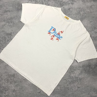 Herren Dime T-Shirt Big Logo Erwachsene XL Größe Weiß Kurzarm Y2K