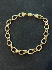 Fully Hallmarked 9ct Yellow Gold Oval Knot Link Bracelet 19.4 cm / 7.637"