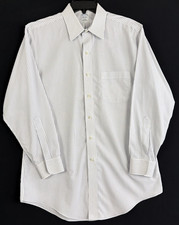 Brooks Brothers Dress Shirt Mens 16/32 Slim Fit Non Iron White w/ Blue Stripe