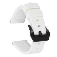 Silicone Watch Bands 20mm Soft Watch Band with Black Buckle, White