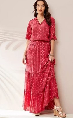 TOGETHER Maxi Dress in Raspberry (fmn25-4)