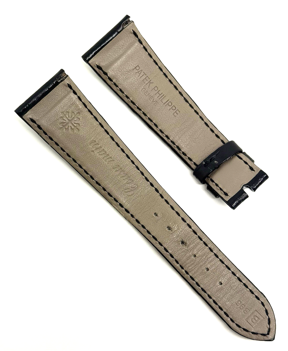 Patek Philippe 21mm x 16mm Shiny Black Alligator Watch Strap B B96
