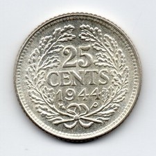 Netherlands - Netherlands - 25 Cent 1944 EP - Acorn P