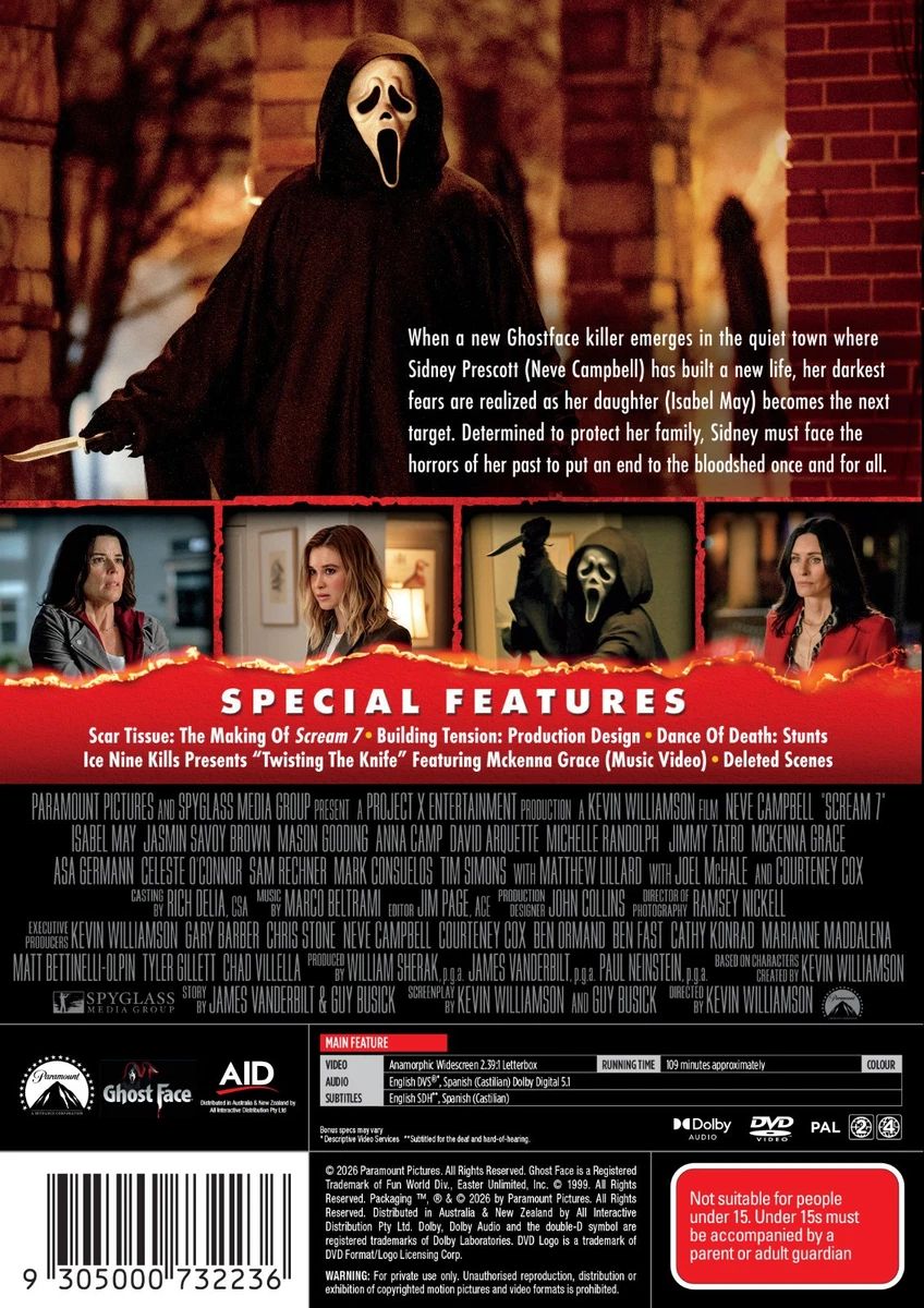 BRAND NEW Scream 7 (DVD, 2026) R4 Movie Courteney Cox