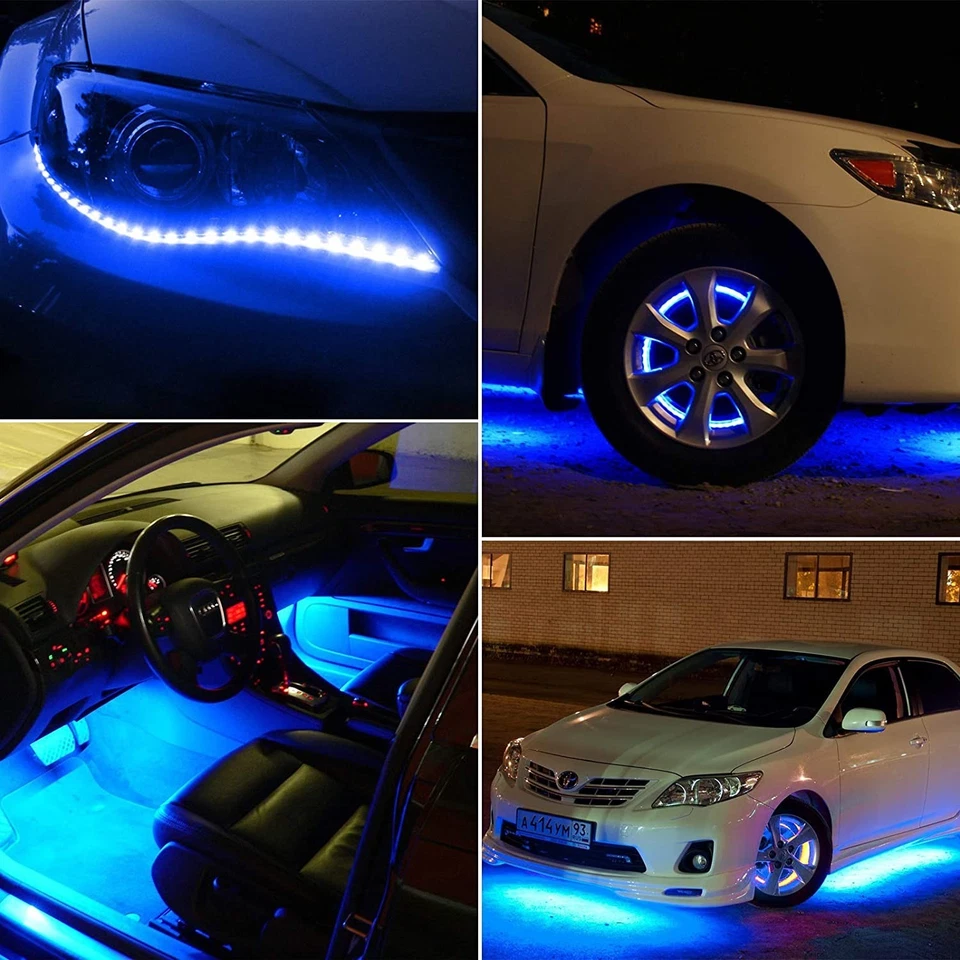 Blue 5PCS 12V 12" 15SMD Flexible LED Strip Light Waterproof For Car Truck Boat - Image 3 of 4