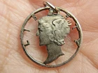 Expertly CUT-OUT Mercury Dime Silver US Coin