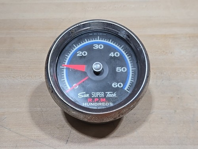 #ad VIntage Sun Electric Super Tach 60000 RPM Blue Line Tachometer Chrome SST 811 $168.05