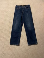 Levi  s Ribcage Straight-Leg Ankle Jeans, waterless, size 28, dark wash