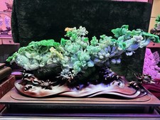 37'' China Natural Jadeite Emerald Jade Fengshui Lotus Root Lotus Flower Statue