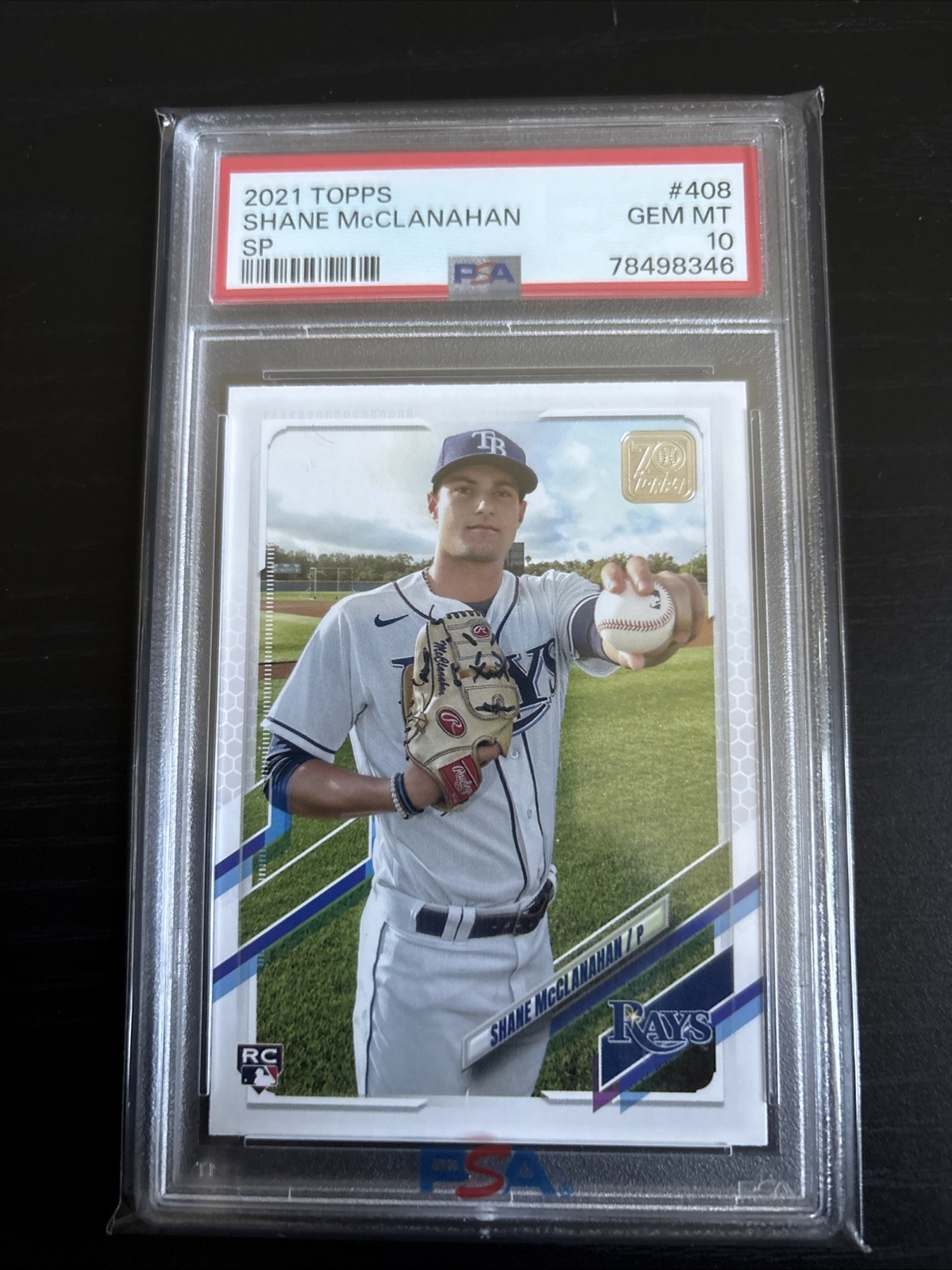 2021 Topps Shane McClanahan Photo Variation SP Rookie #408 Gem Mint PSA 10 RC