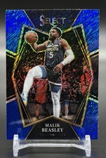 2021-22 Panini Select #137 Malik Beasley Premier Level Blue Shimmer
