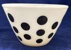 Vintage Fire King Glass Mixing Bowl Black Dot 8.75" across, 5.75" deep