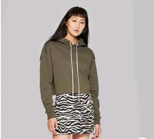Women's Cropped Hoodie Wild Fable Green/Olive Size Small NWT