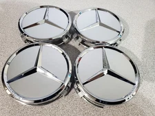 Set Of 4 75mm Wheel Center Rim Hub caps For Mercedes Benz Silver Chrome Star⭐