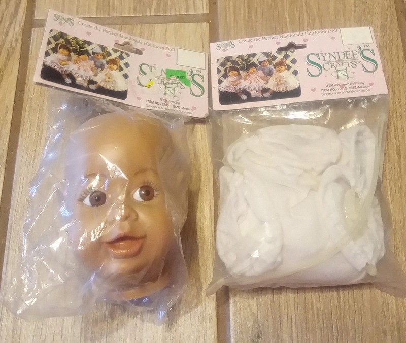 Vintage Syndee’s Crafts:Vinyl Doll Head - Syndee # 32001 Medium, Medium Body