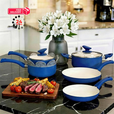 PRAMEDIA 12-Piece Pots and Pans Set Nonstick, 12pcs cookware set, Cobalt Blue