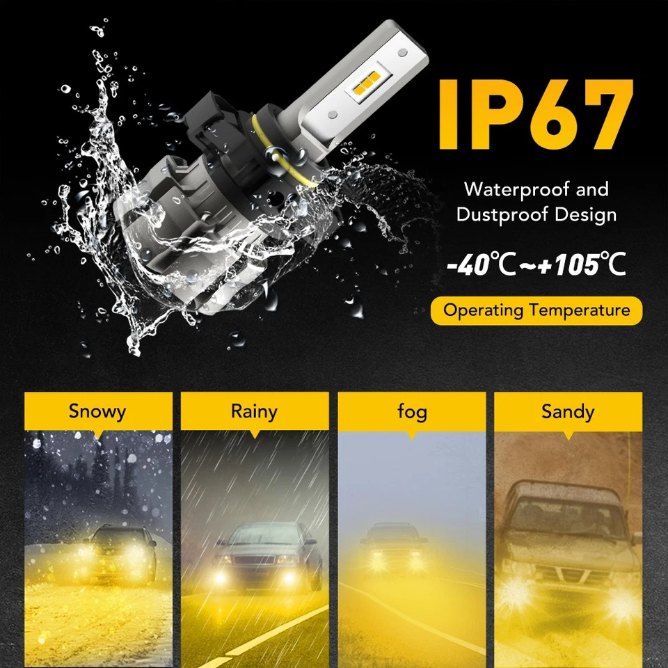 Bombillas antiniebla LED AUXITO 5202 5201 3000K amarillas para Dodge Charger 2010-2014 Foto 4 de 4