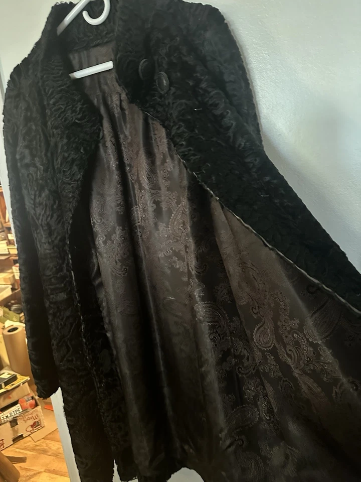Swakara PERSIAN LAMB Coat  Size XL /16 BLACK Curly Wave Beautiful - Image 4 of 4