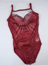 Suni Lee GK Elite LEOTARD Gymnastics HOLIDAY RED Tank SEQUIN Bling NCAA Sz: AM