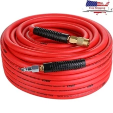 Hybrid Air Hose 3/8 Inch 100ft Durable PVC Rubber 300 PSI Coupler Plug New